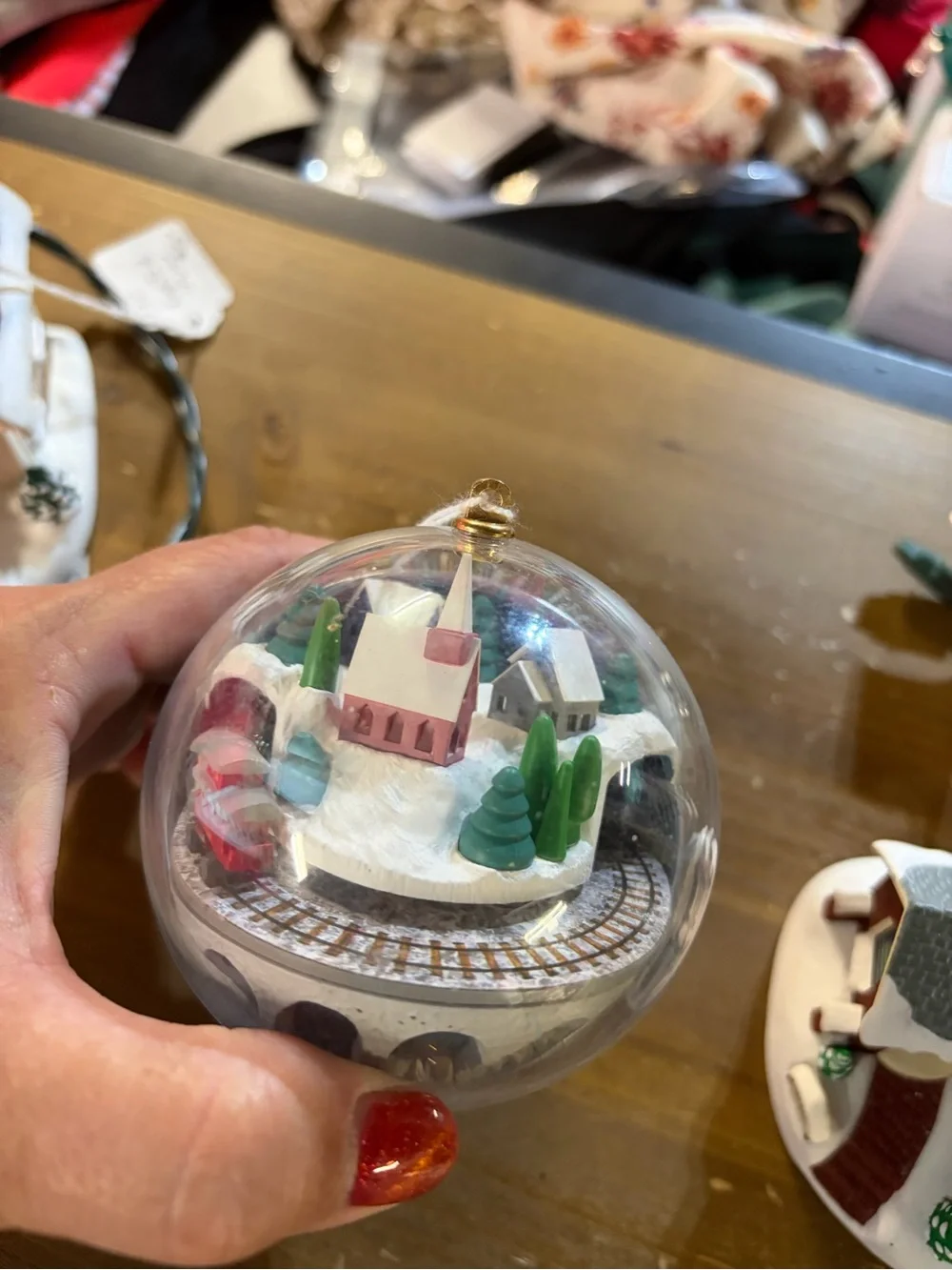 Christmas Village Ornament Lot Snow Globe Gingerbread House Church Cabin